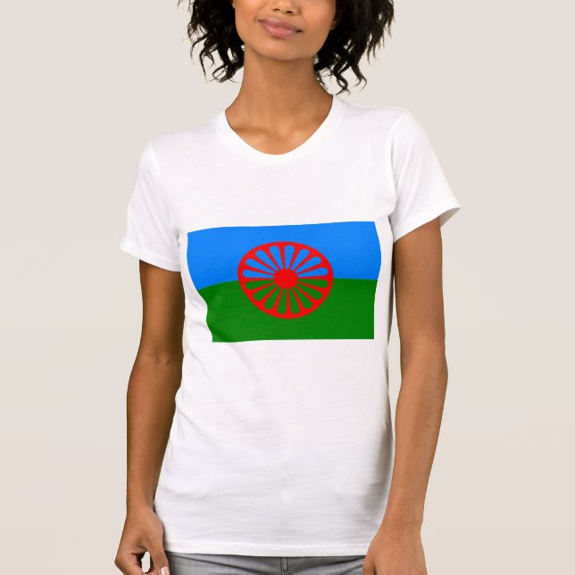 Officiell Romani flagga zigenare T Shirt (Framsida)