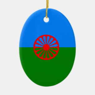 Officiell Romansk zigenare flagga keramisk prydnad Julgransprydnad Keramik