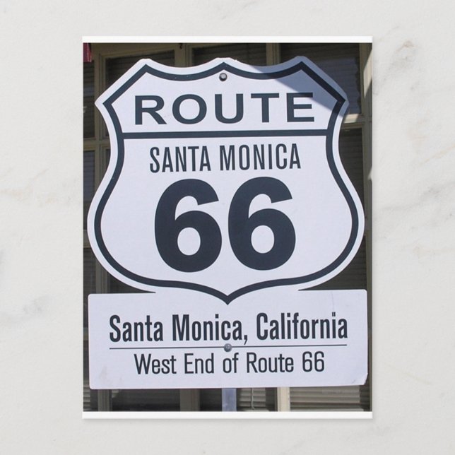 Officiell Route 66 end-skylt, Santa monica Vykort (Framsida)
