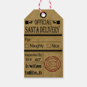 Officiell Santa Delivery Märkres Chrismas Naughty Presentetikett