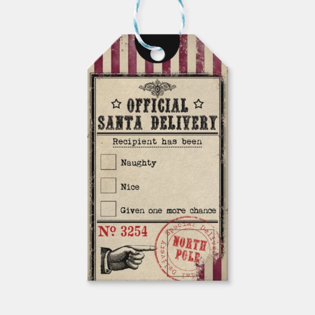 Officiell Santa Delivery Naughty eller Nice Gift M Presentetikett (Framsidan)