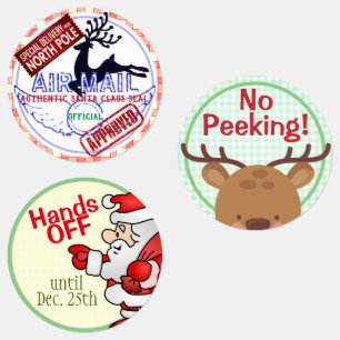 Officiell Santa Seal, No Peeking, Händer off Airma Klistermärke