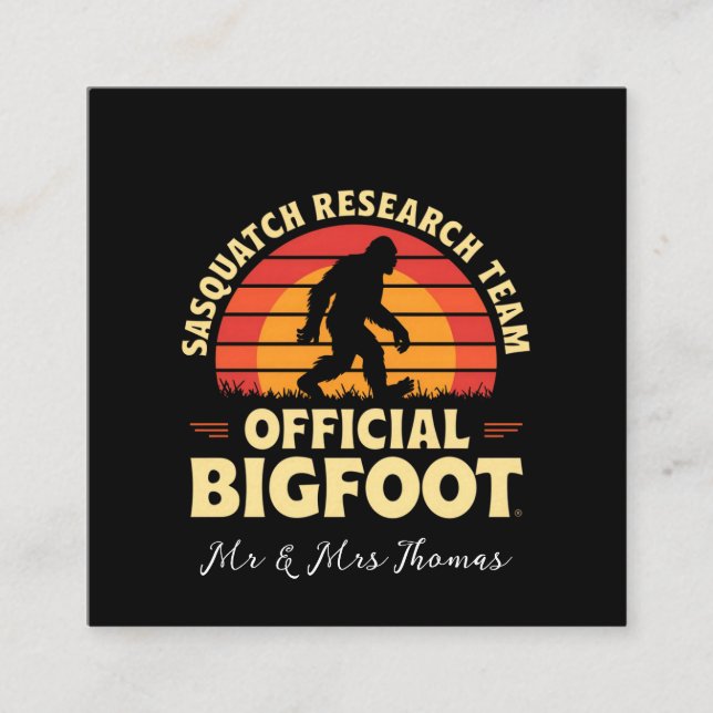 Officiell Sasquatch Research Team: Bigfoot Hunters Fyrkantigt Visitkort (Framsida)