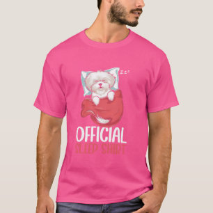 Officiell Sleepshirt Maltese Hund PJ Sleeping Napp T Shirt