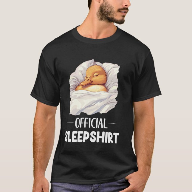 Officiell Sömntröja Söt Sovande Anka Djur Kärlek T Shirt (Framsida)
