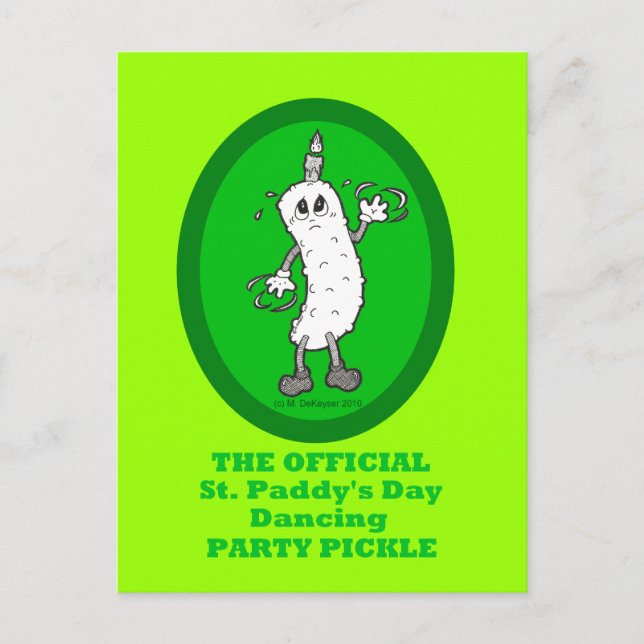 Officiell St. Patrick's Day Dancing Party Pickle Vykort (Framsida)