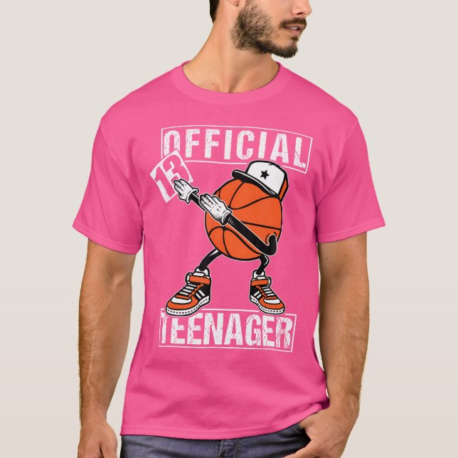 Officiell Teenager 13th Birthday Boy Funny Basketb T Shirt (Framsida)