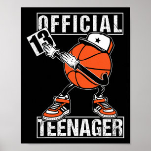 Officiell Teenager 13th Birthday Boy Roligt Bysket Poster