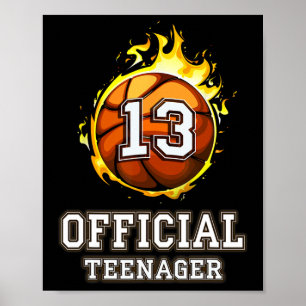 Officiell Teenager Bysketbyll 13:e födelsedagsgåva Poster
