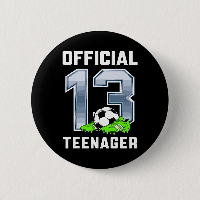 Officiell tonåring 13-års födelsedagsfest Fotbolls Knapp (Framsida)