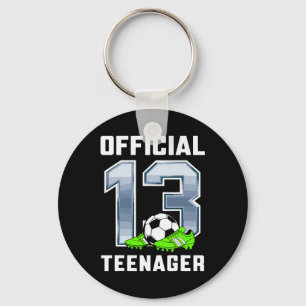 Officiell tonåring 13-års födelsedagsfest Fotbolls Nyckelring