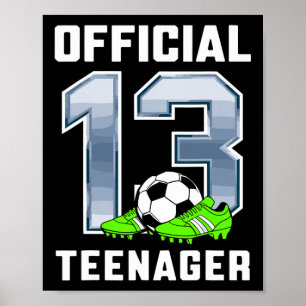 Officiell tonåring 13-års födelsedagsfest Fotbolls Poster