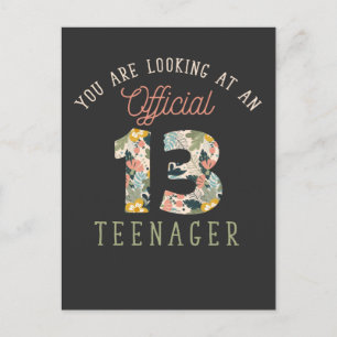 Officiell tonåring 13-årsdag 13 år gammal flicka vykort