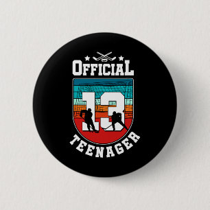 Officiell tonåring 13-årsdag 13-årig pojke hockey knapp