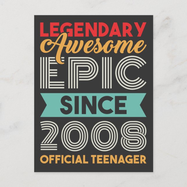 Officiell tonåring 13-årsdag tretton år gammal vykort (Framsida)