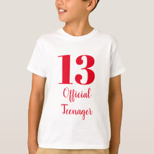 Officiell Tonåring 13:e födelsedag Röd vit Anpassn T Shirt