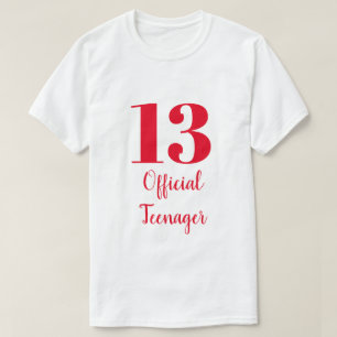 Officiell Tonåring 13:e födelsedag Röd vit Anpassn T Shirt