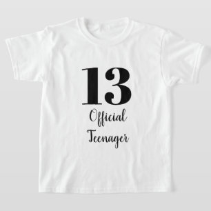 Officiell Tonåring 13:e födelsedag Svartvit Anpass T Shirt