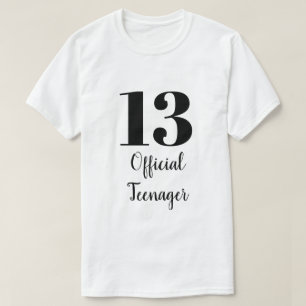 Officiell Tonåring 13:e födelsedag Svartvit Anpass T Shirt