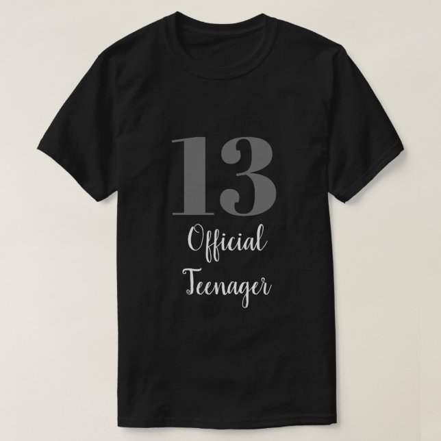 Officiell Tonåring 13:e födelsedagen Grått White B T Shirt (Design framsida)