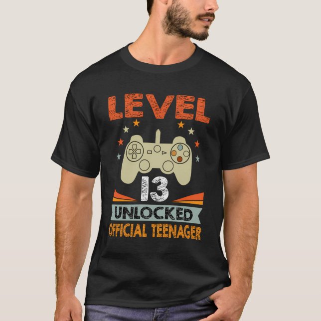 Officiell Tonåring 13:e födelsedagsnivå 13 olåst T Shirt (Framsida)