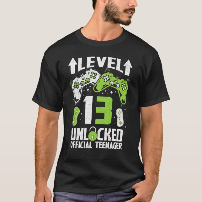 Officiell Tonåring 13:e födelsedagsnivån 13 olåst T Shirt (Framsida)