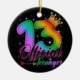 Officiell Tonåring i Rainbow Färg 13:e födelsed Julgransprydnad Keramik