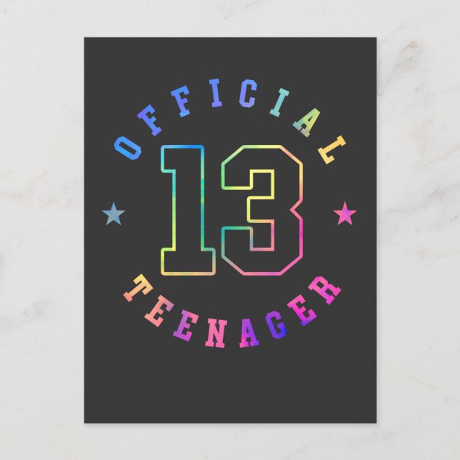 Officiell Tonåring Tretton År Gammal 13-årsdag Vykort (Framsida)