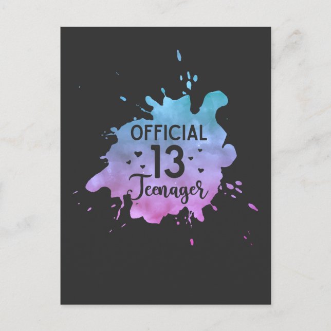 Officiell tonårstjej 13-årsdag vykort (Framsida)