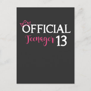 Officiell tonårstjej prinsessa 13-års födelsedag vykort