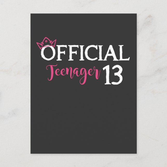 Officiell tonårstjej prinsessa 13-års födelsedag vykort (Framsida)