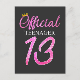 Officiell tonårstjej prinsessa 13-årsdag 2008 vykort