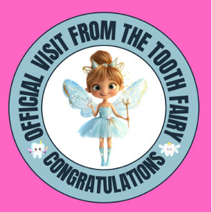 Officiell Tooth Fairy Besök Sticker För barn Runt Klistermärke