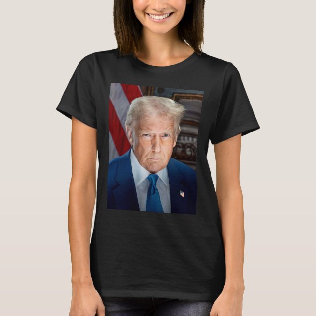 Officiell White House Porträtt Donald J Trump 2025 T Shirt (Framsida)