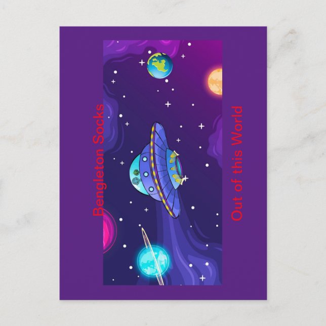 Officiellen "Bengleton Socks: Out this World" Vykort (Framsida)