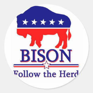 Officiellen Bison Party Sticker Runt Klistermärke