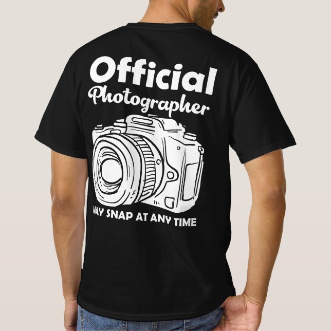 Officiellens fotoskrivare kan när som helst fästa t shirt (Baksida)