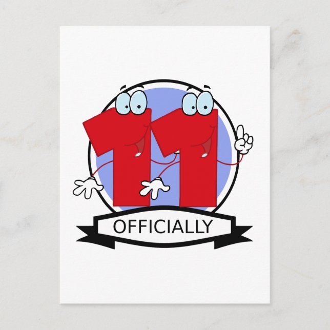 Officiellt 11 födelsedagsbanderoll vykort (Framsida)