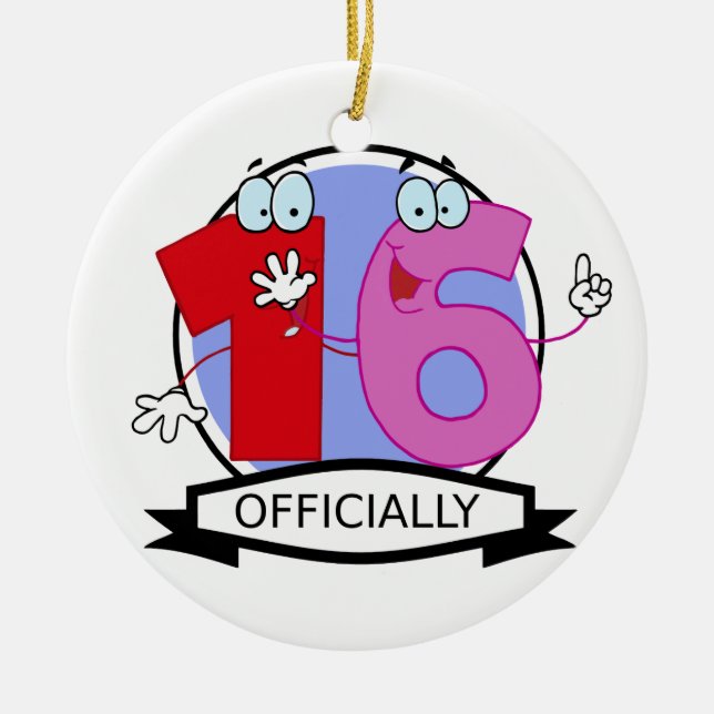 Officiellt 16 Logotyp på födelsedagen Julgransprydnad Keramik (Framsidan)