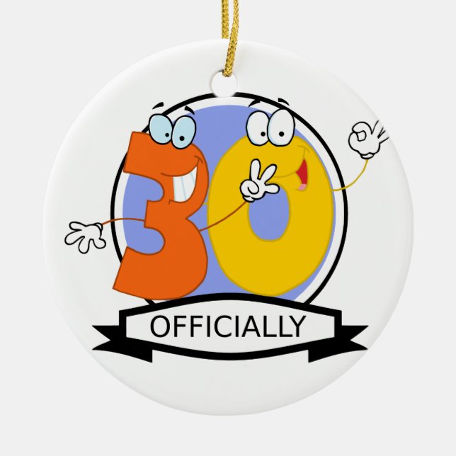 Officiellt 30 födelsedag baner julgransprydnad keramik (Framsidan)