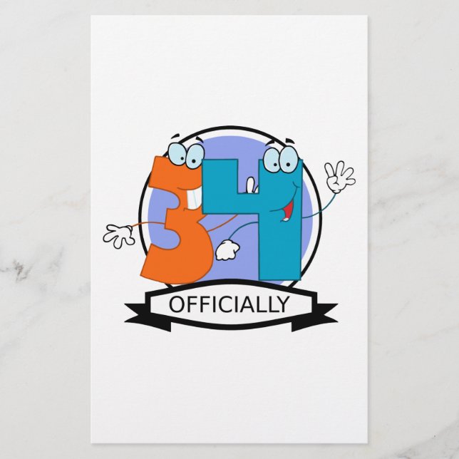 Officiellt 34 Logotyp på födelsedagen (Framsida)