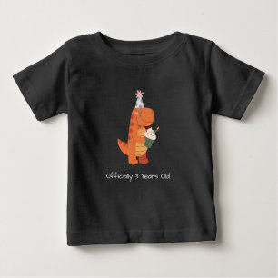 Officiellt 3 år gammal Dinosaurie Pojkar Födelseda T Shirt