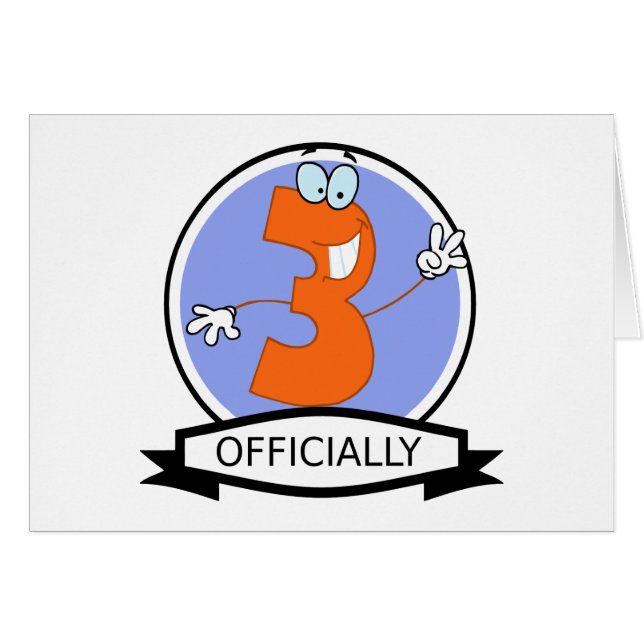 Officiellt 3 födelsedagsbanderoll hälsningskort (Framsidan Horizontal)