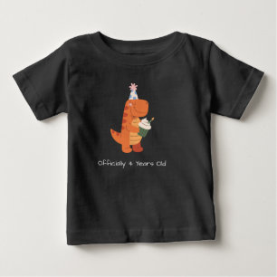 Officiellt 4 år gammal Dinosaurie Pojkar Födelseda T Shirt