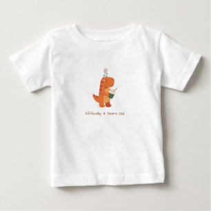 Officiellt 4 år gammal Dinosaurie Pojkar Födelseda T Shirt