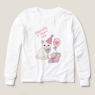 Officiellt 4 år gammal söt katt tjej födelsedag t- t shirt