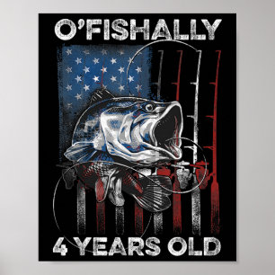 Officiellt 4 år gammal tröja 4-årsdag Fiske Oss Poster