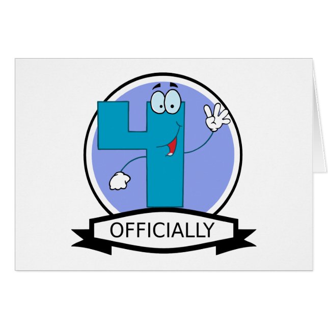 Officiellt 4 födelsedag hälsningskort (Framsidan Horizontal)