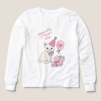 Officiellt 5 år gammal söt katt tjej födelsedags t shirt