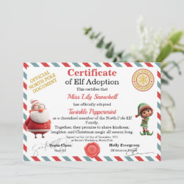 Officiellt adoptionsbevis för jul tomte från Nordp Inbjudningar